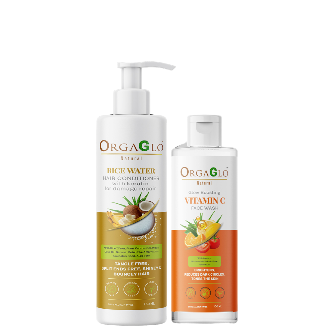 https://www.orgaglo.com/storage/products/Rice Water Hair Conditioner (250ML) + Vitamin C Face Wash (100ML) Pack 2