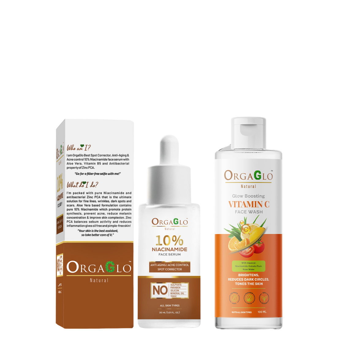 https://www.orgaglo.com/storage/products/Niacinamide Face Serum (30ML) + Vitamin C Face Wash (100ML) Pack 2