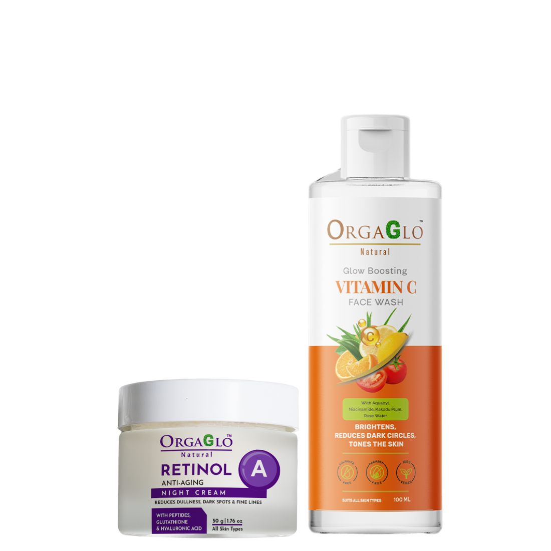 https://www.orgaglo.com/storage/products/Retinol Night Cream (50GM) + Vitamin C Face Wash (100ML) Pack 2